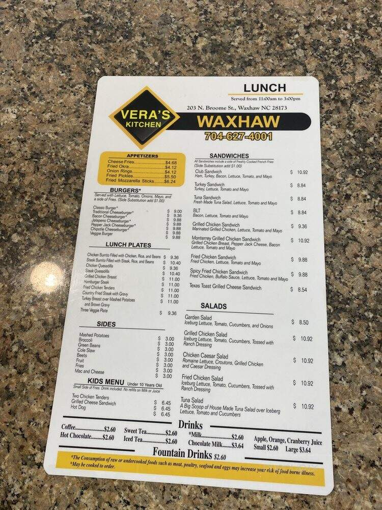 Vera's Kitchen - Waxhaw, NC menu_pic