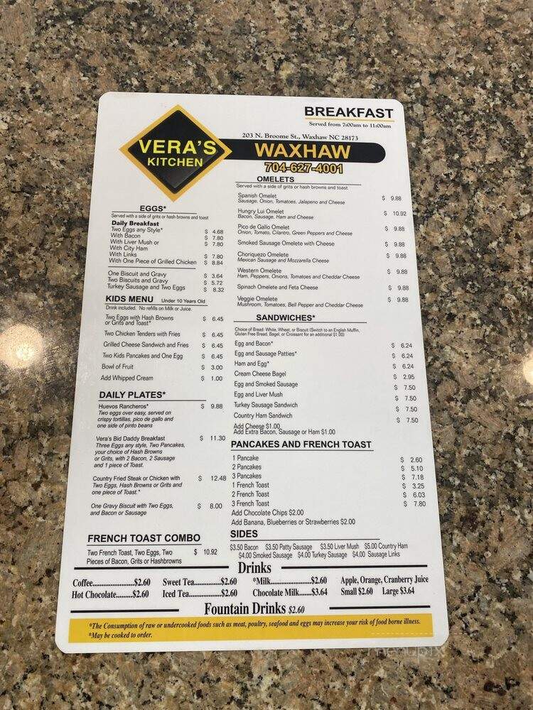 Vera's Kitchen - Waxhaw, NC menu_pic