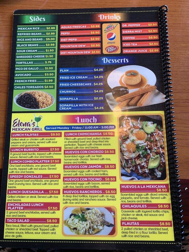 Elena's Mexican Grill - Candler, NC menu_pic