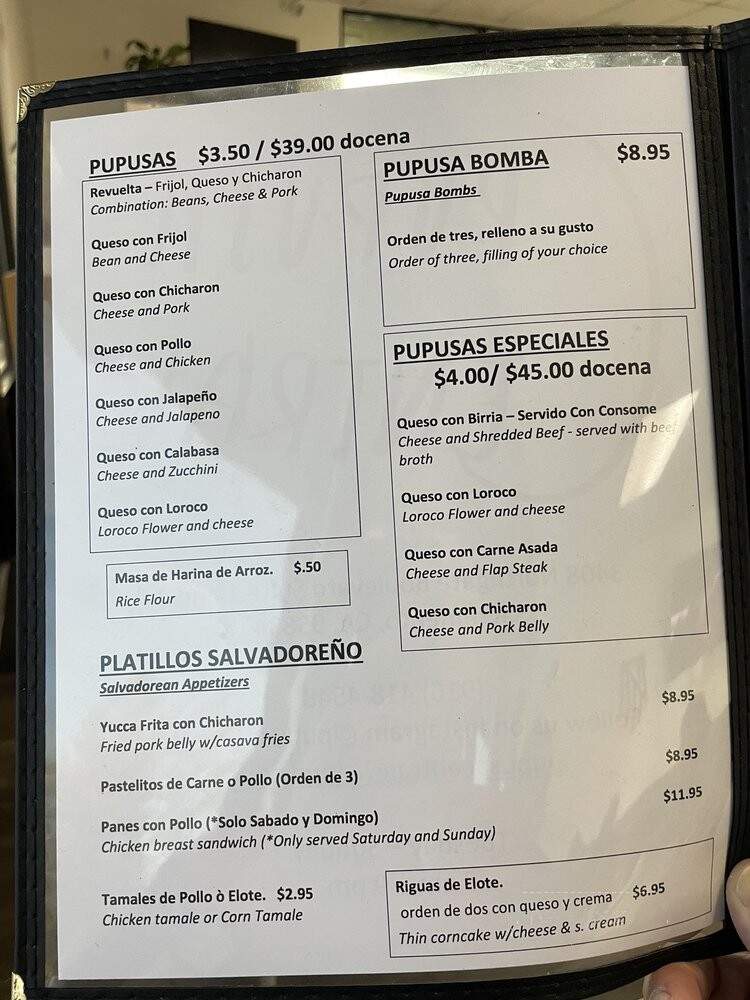 Pupusa Central - Sacramento, CA menu_pic