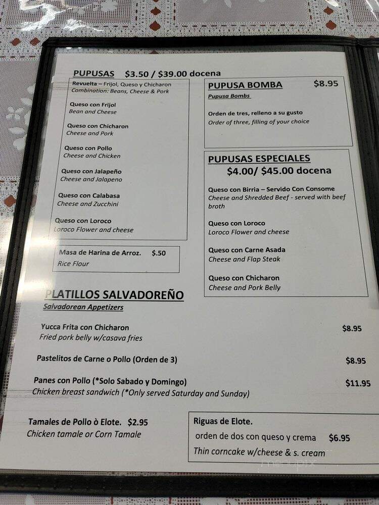Pupusa Central - Sacramento, CA menu_pic