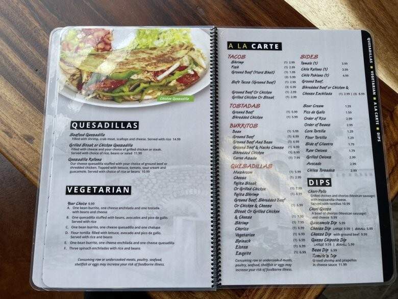 Tamales Mexican Restaurant - Indianapolis, IN menu_pic