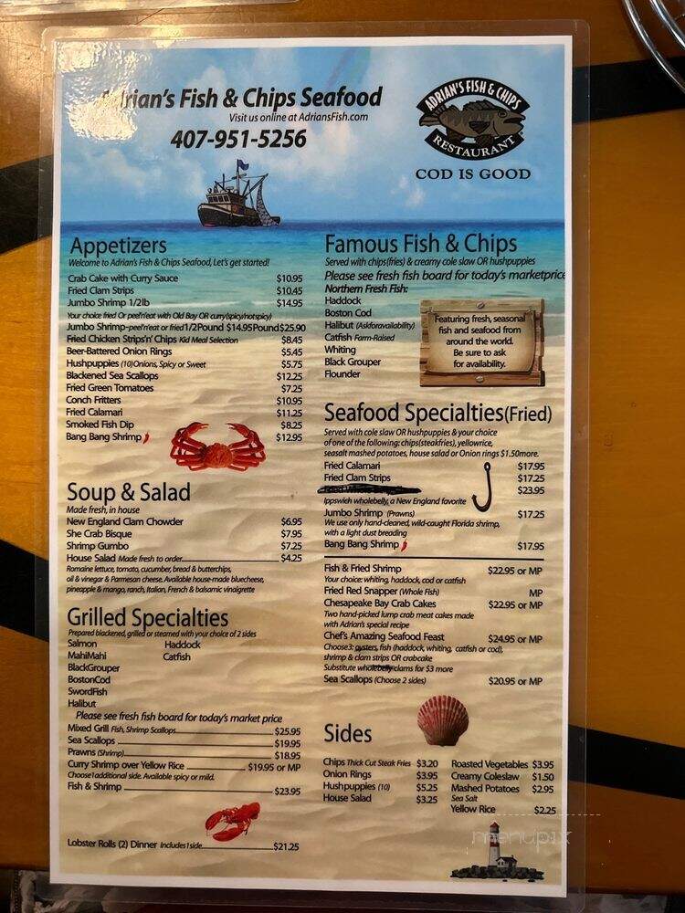 Adrians Fish and Chips - Apopka, FL menu_pic