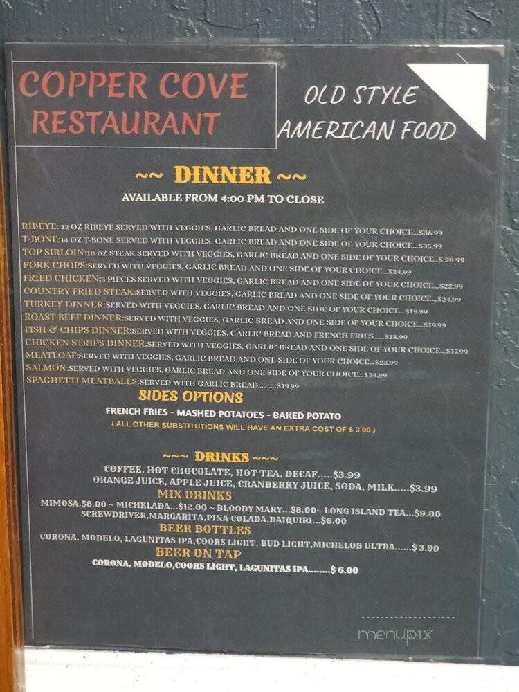 Copper Cove Restaurant - Copperopolis, CA menu_pic