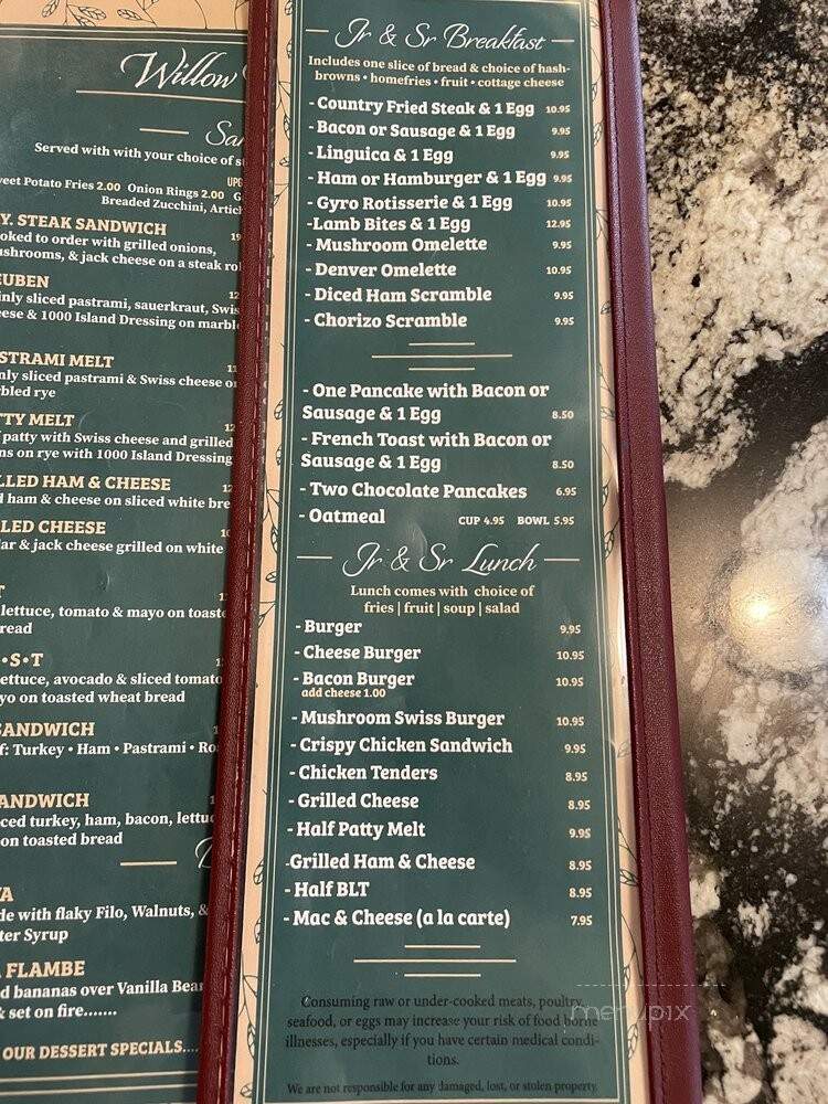 The Willow Wisp Cafe - Sonora, CA menu_pic