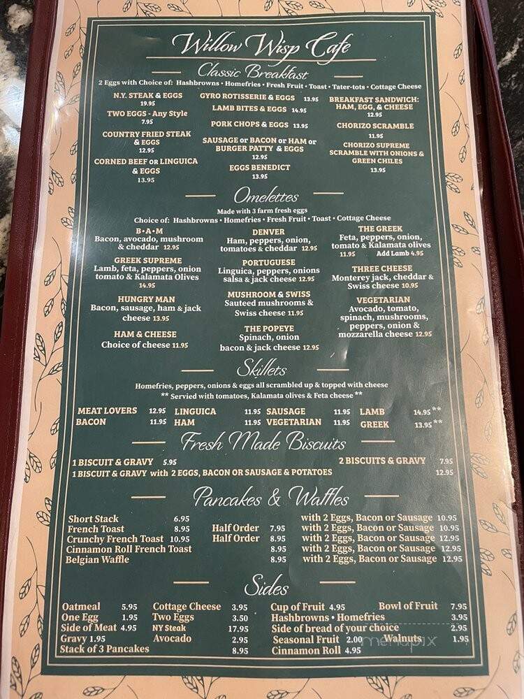 The Willow Wisp Cafe - Sonora, CA menu_pic