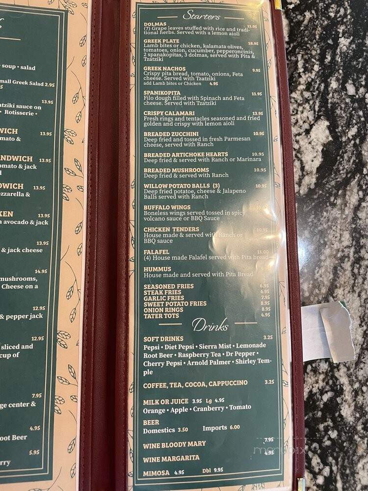 The Willow Wisp Cafe - Sonora, CA menu_pic