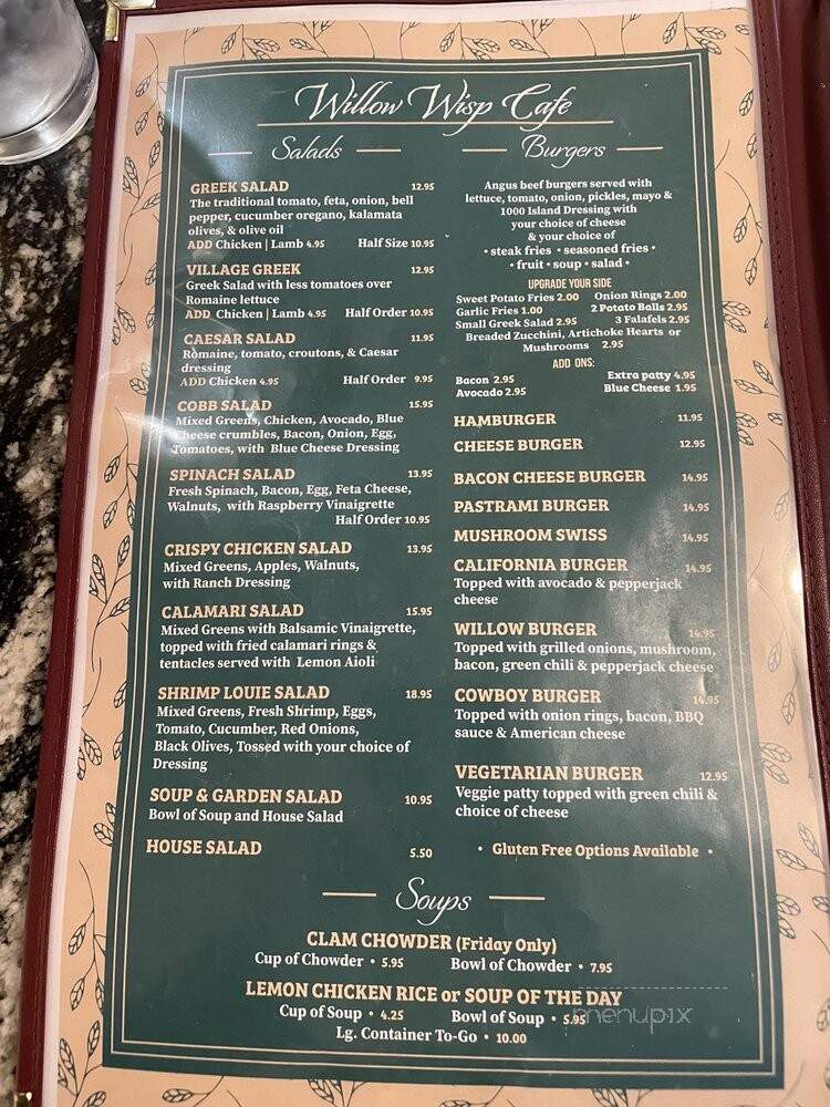 The Willow Wisp Cafe - Sonora, CA menu_pic