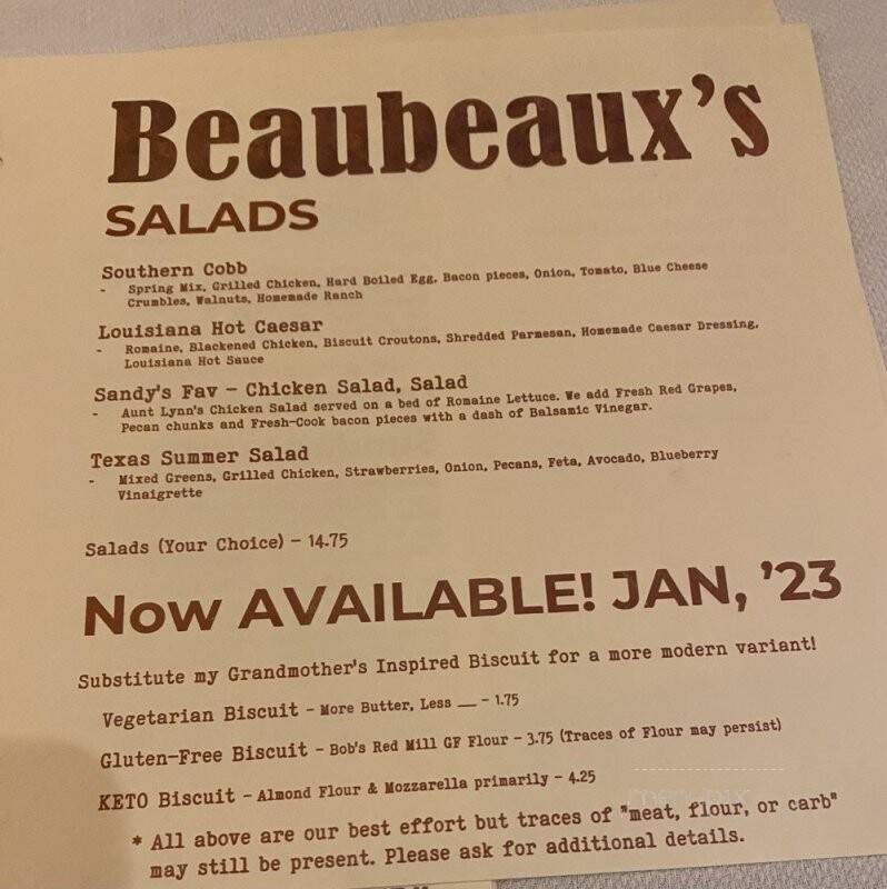 Beaubeaux's Bourbon and Biscuits - Allen, TX