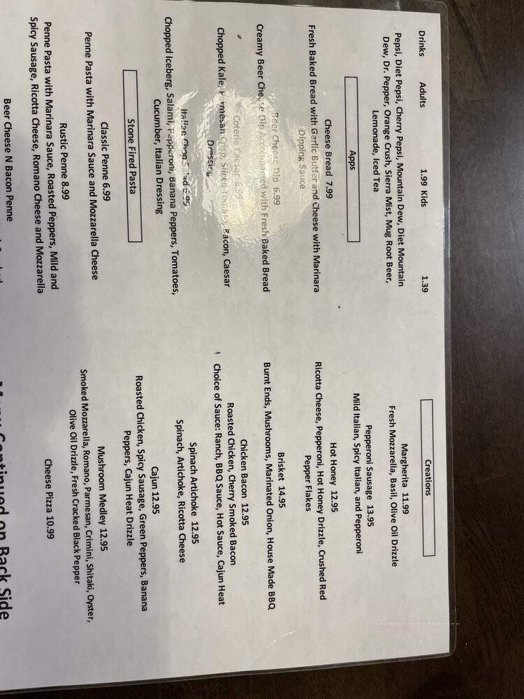 Coterie Pizza - Garrett, IN menu_pic