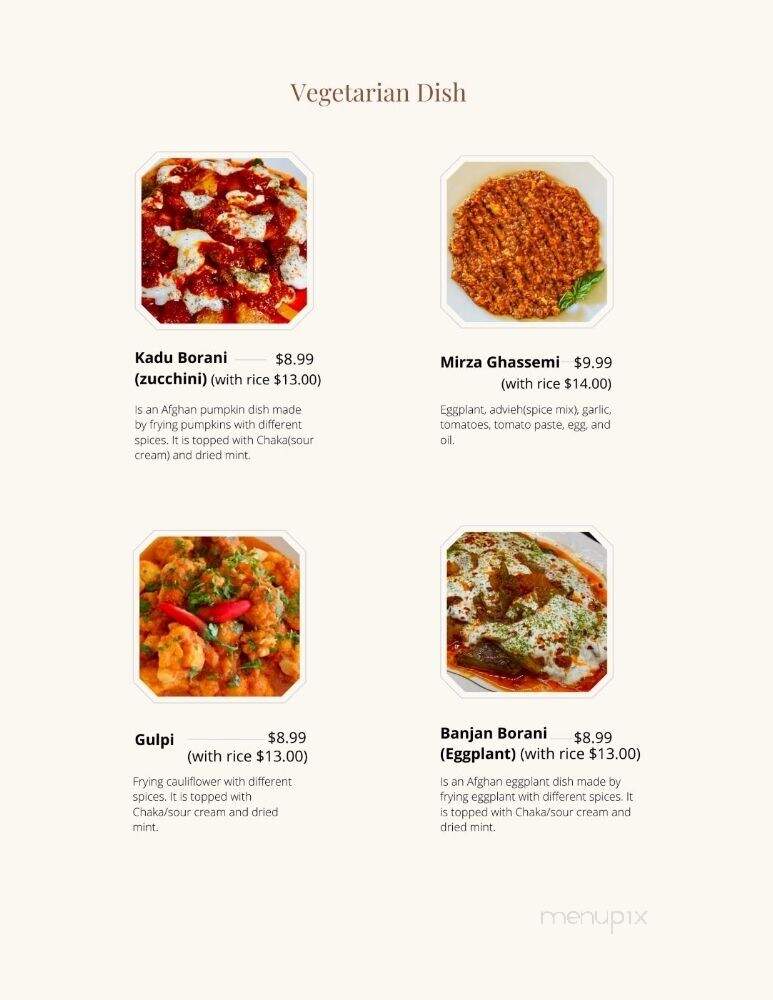 Afghan Saray - Chicago, IL menu_pic