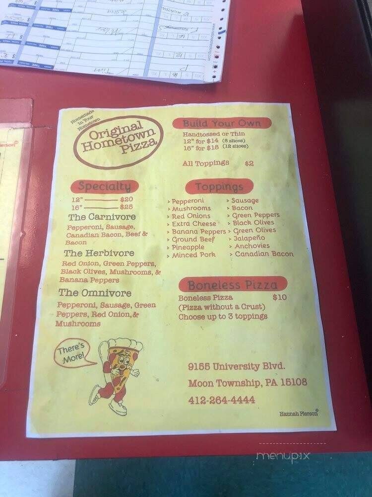 Original Hometown Pizza - Carnot-Moon, PA menu_pic