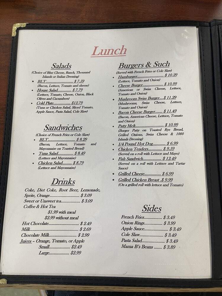 Mama B's Diner - Ocala, FL menu_pic