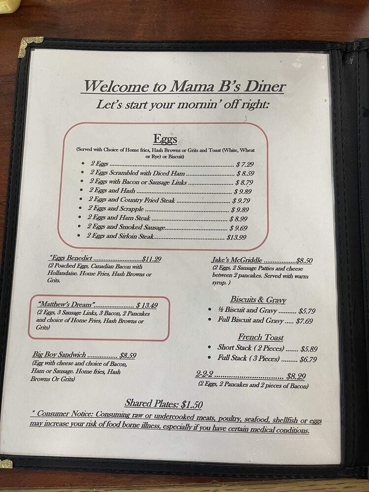 Mama B's Diner - Ocala, FL menu_pic