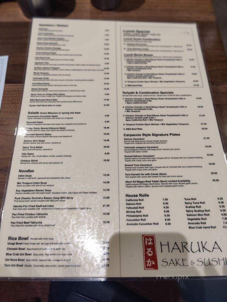 Haruka Sake and Sushi - La Canada Flintridge, CA menu_pic
