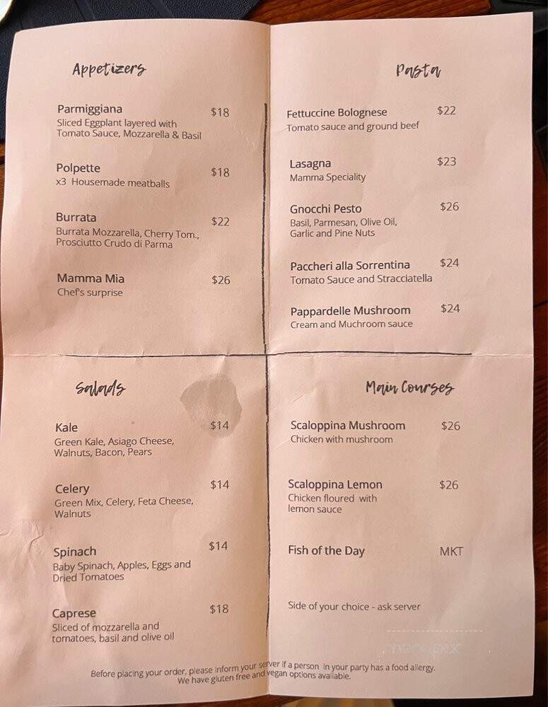 Mamma Mia Bistro - Wilton Manors, FL menu_pic