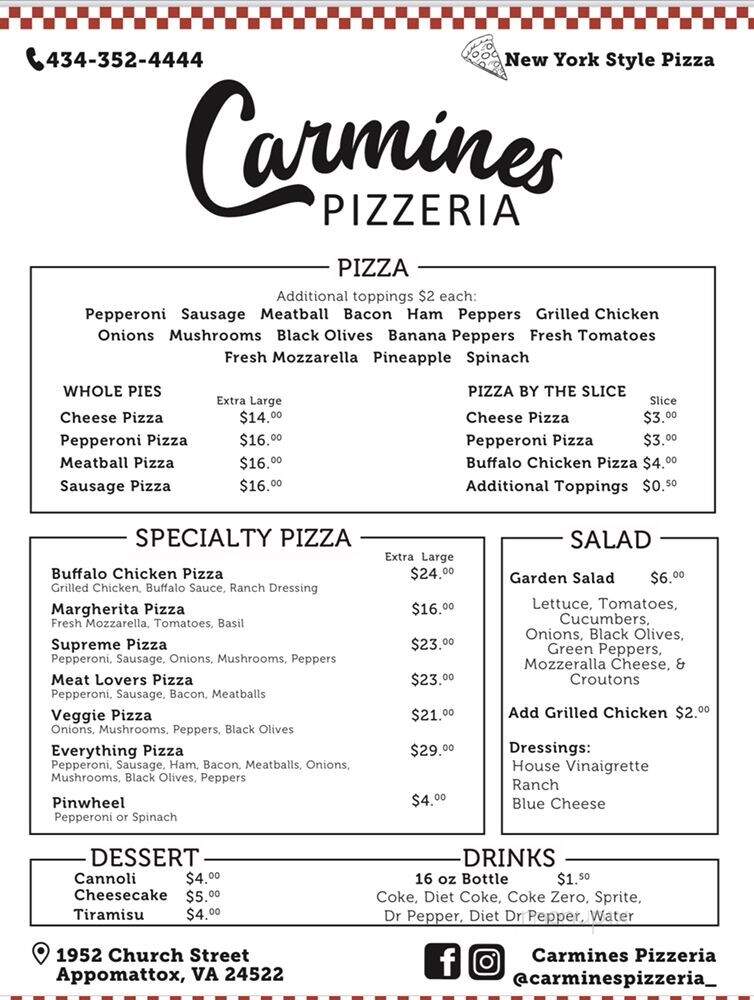 Carmine's Pizzeria - Appomattox, VA menu_pic