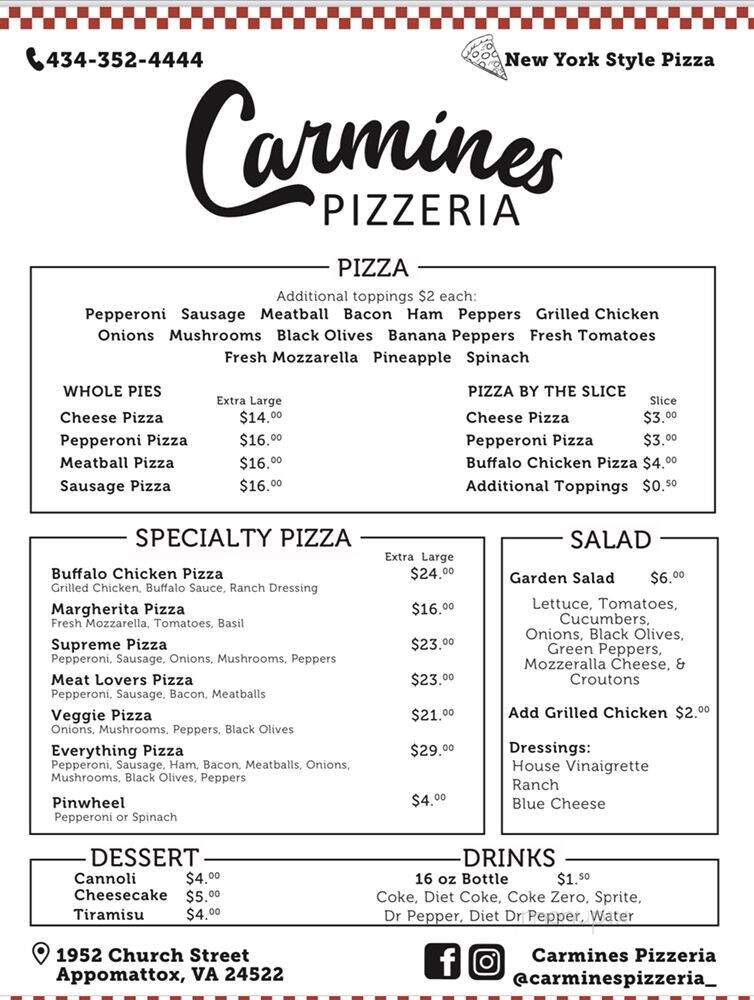 Carmine's Pizzeria - Appomattox, VA
