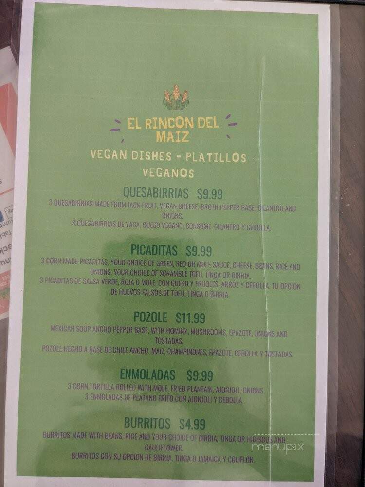 El Rincon Del Maiz - Garland, TX menu_pic