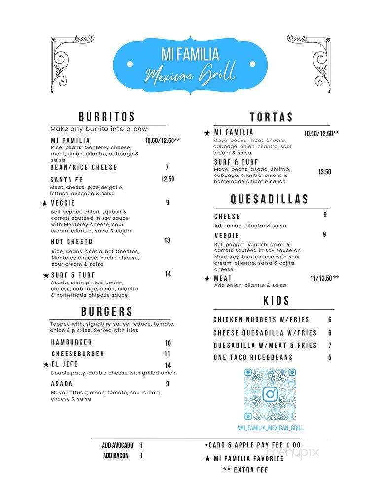 Mi Familia Mexican Grill - Porterville, CA menu_pic