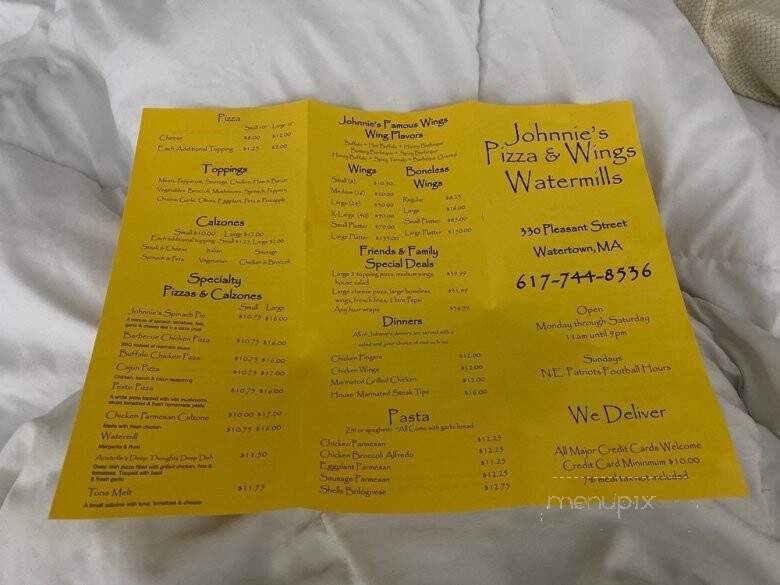 Johnnie's Pizza & Wings - Watertown, MA menu_pic