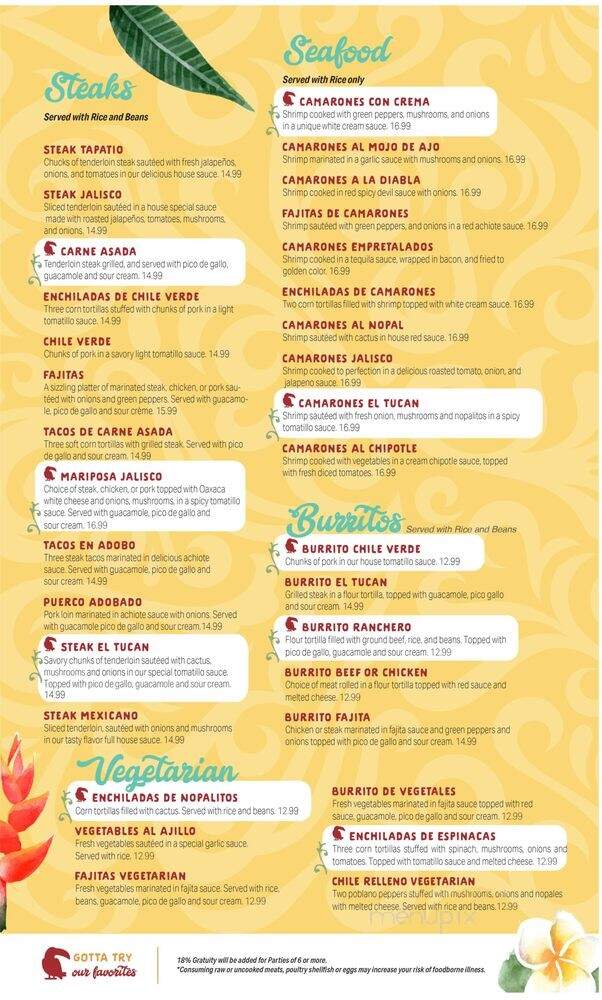 El Tucan Mexican Cuisine - Odessa, MO menu_pic