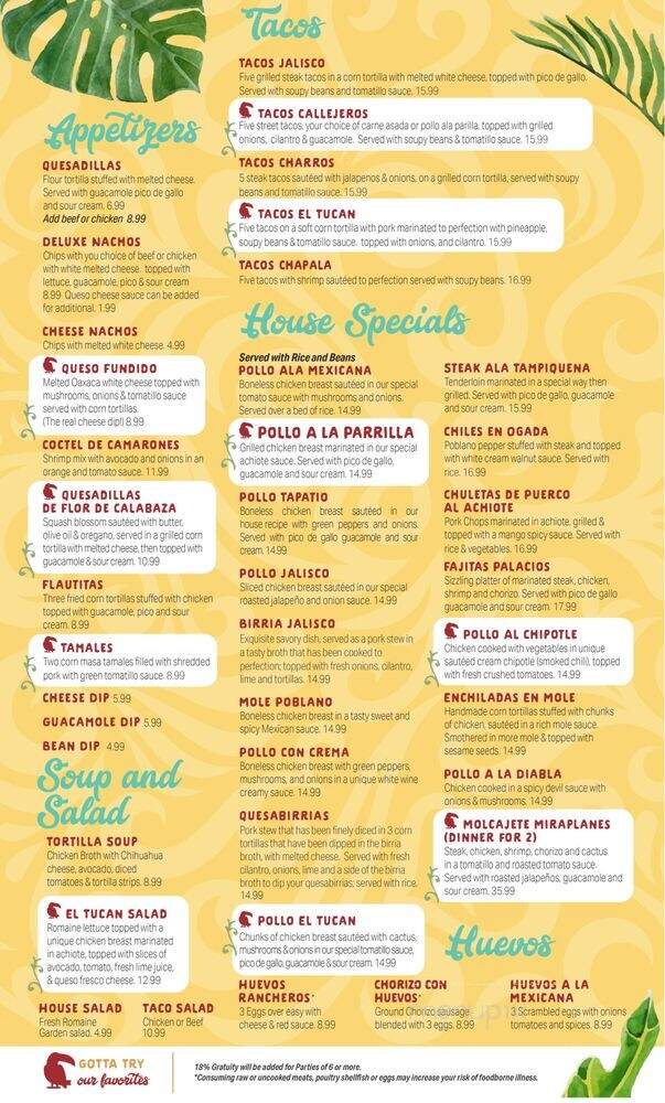 El Tucan Mexican Cuisine - Odessa, MO menu_pic