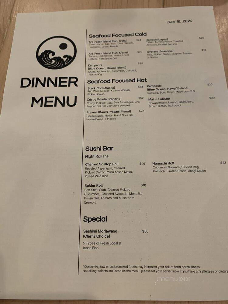 Nami Kaze - Honolulu, HI menu_pic