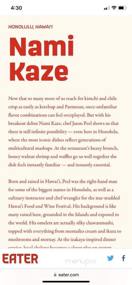 Nami Kaze - Honolulu, HI menu_pic