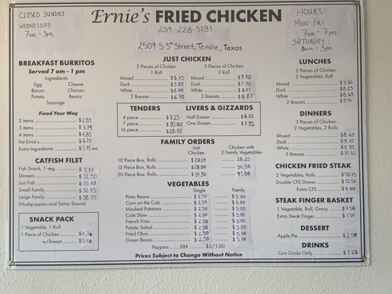 Ernie's Fried Chicken - Temple, TX
