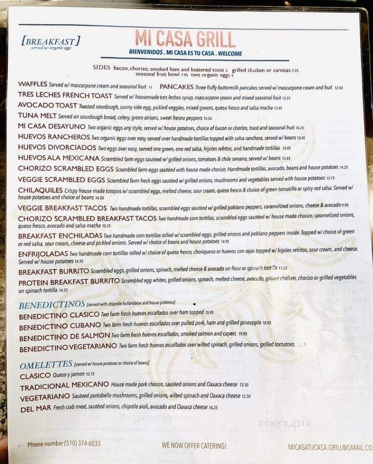 Mi Casa Grill - Richmond, CA menu_pic