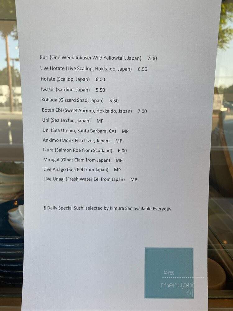 La Mer Sushi Restaurant - Los Angeles, CA menu_pic