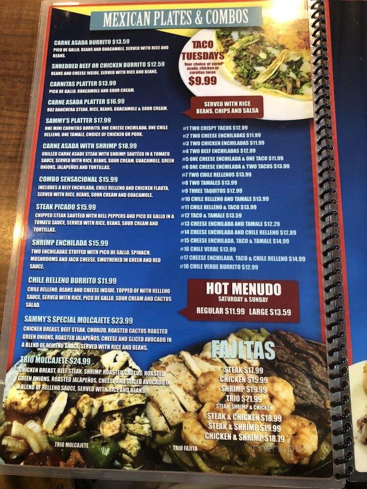 Sammy's Cafe - Claremont, CA menu_pic