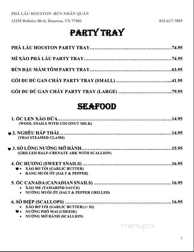 Bun Nhan Quan - Houston, TX menu_pic