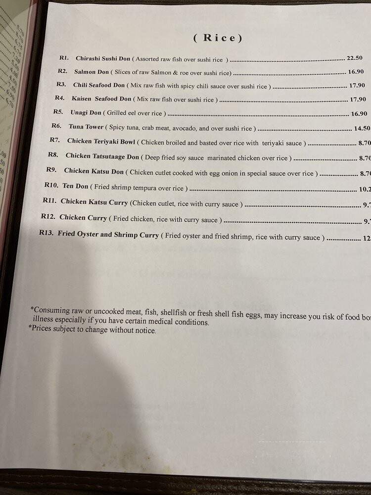 Chaya Japanese Restaurant - Plano, TX menu_pic