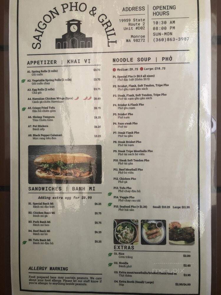 Saigon Pho & Grill - Monroe, WA menu_pic