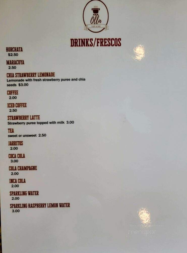 Olla Cafe Bar - Stafford, VA menu_pic