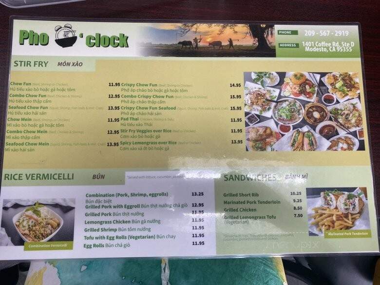Pho O'clock - Modesto, CA menu_pic