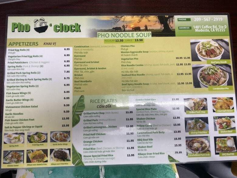 Pho O'clock - Modesto, CA menu_pic