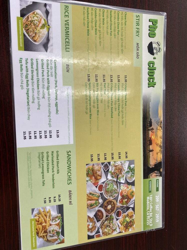 Pho O'clock - Modesto, CA menu_pic