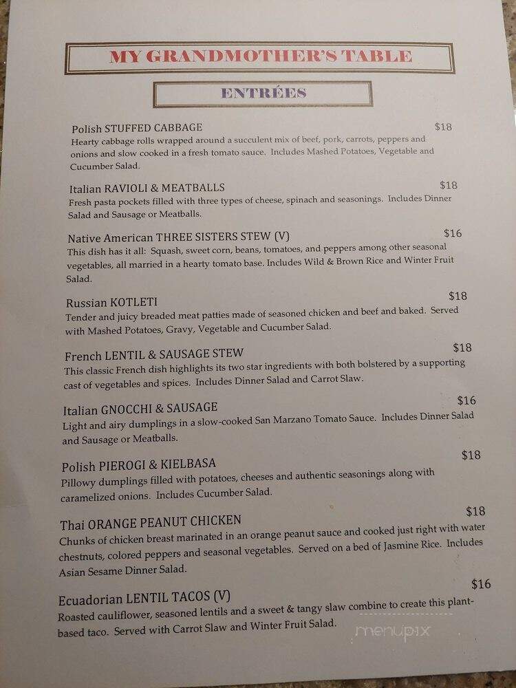 My Grandmothers Table - Charlevoix, MI menu_pic