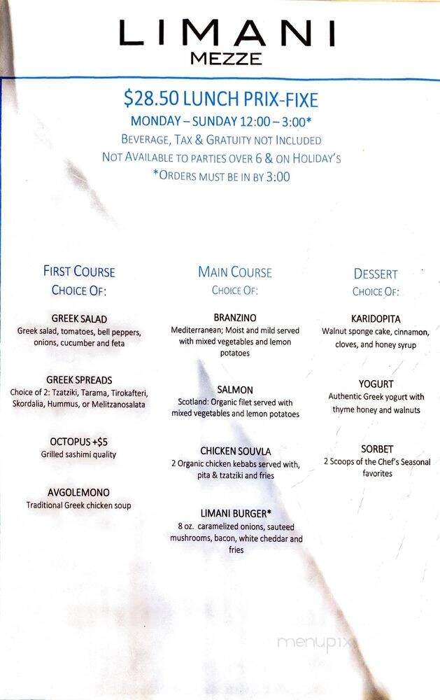 Limani Mezze - Roslyn, NY menu_pic