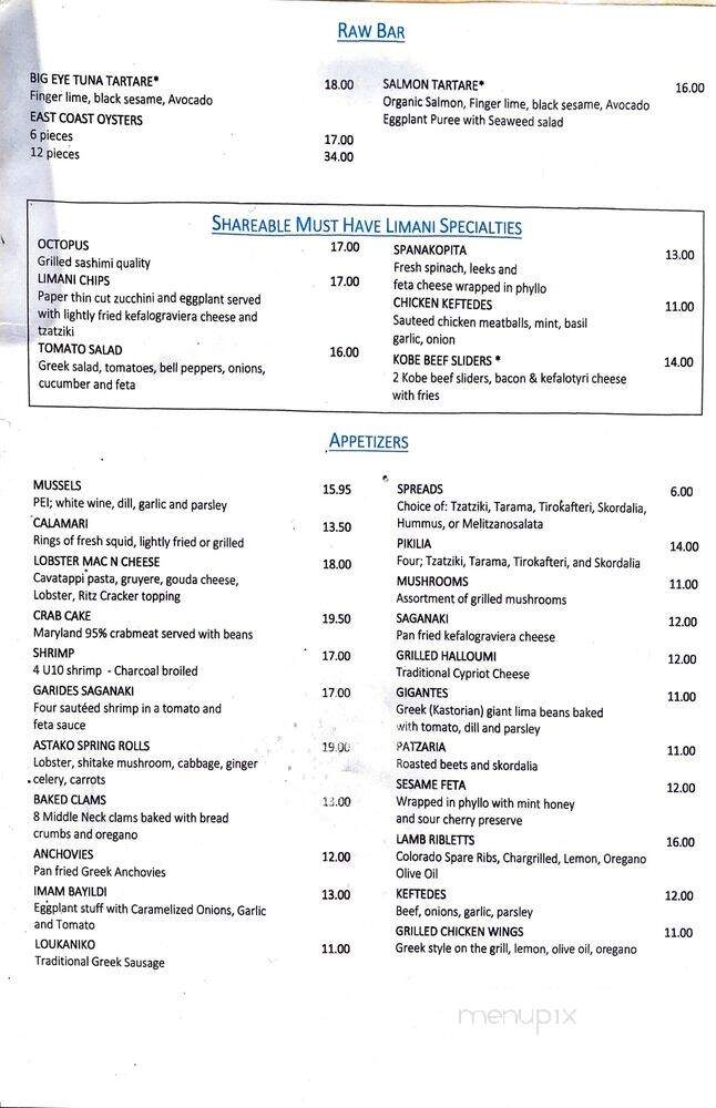 Limani Mezze - Roslyn, NY menu_pic