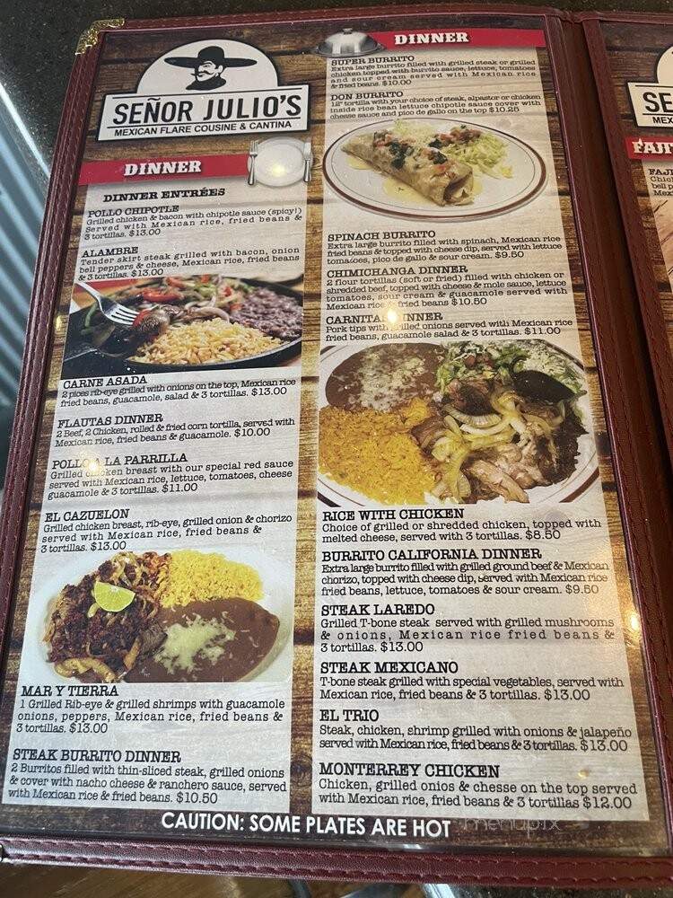 Senor Julio's Mexican Flare Couisine and Cantina - Moline, IL menu_pic
