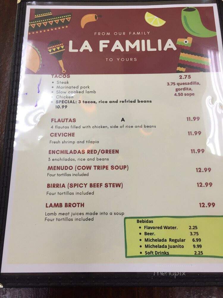 La Familia Mexican Taqueria - Naples, FL menu_pic