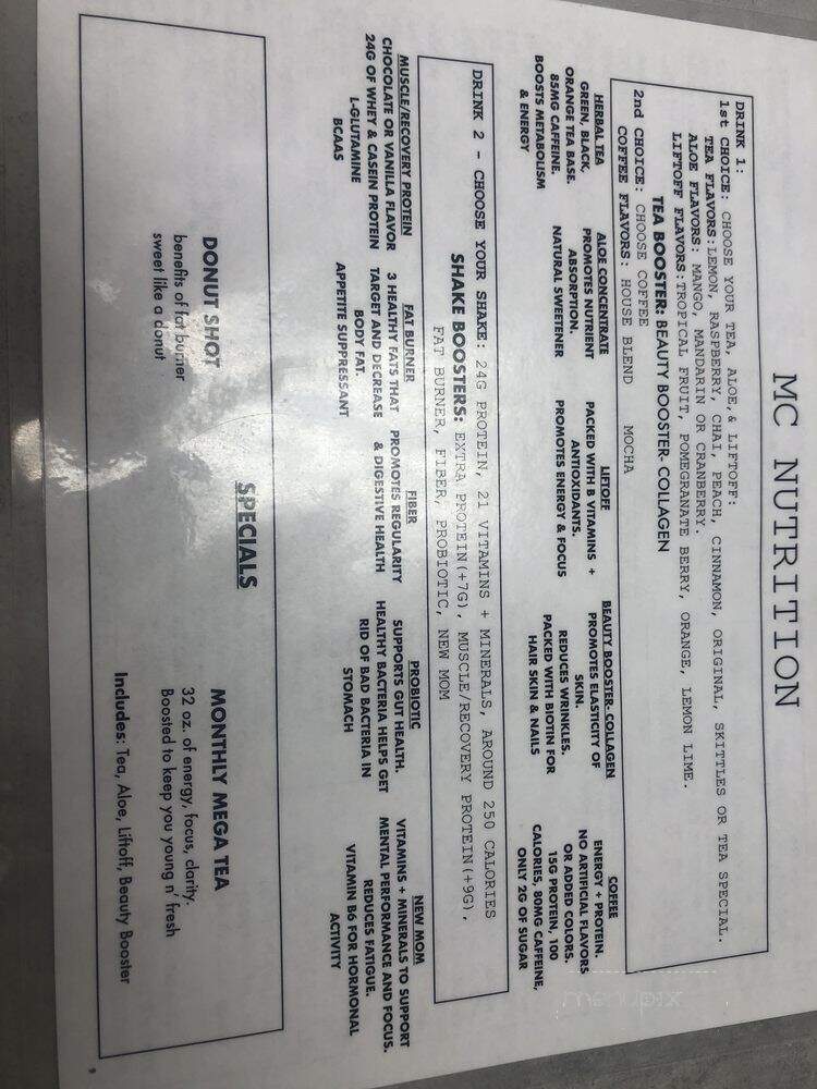 MC Nutrition - Sterling Heights, MI menu_pic