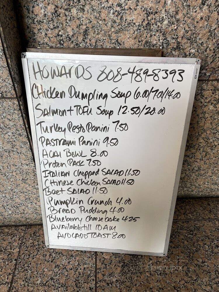 Howard's - Honolulu, HI menu_pic