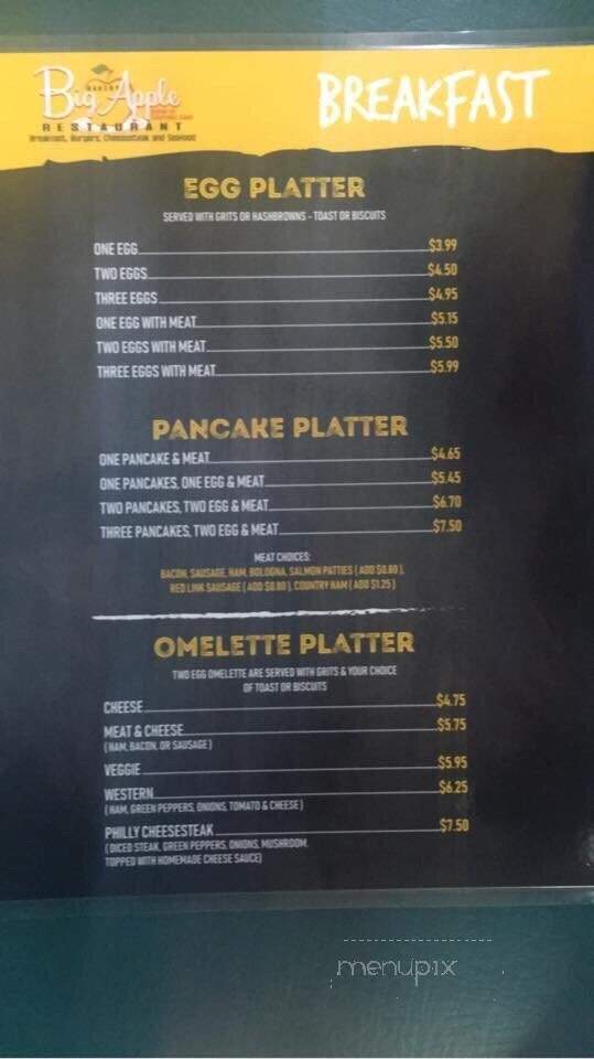 Big Apple Bakery & Restaurant - Greenwood, SC menu_pic