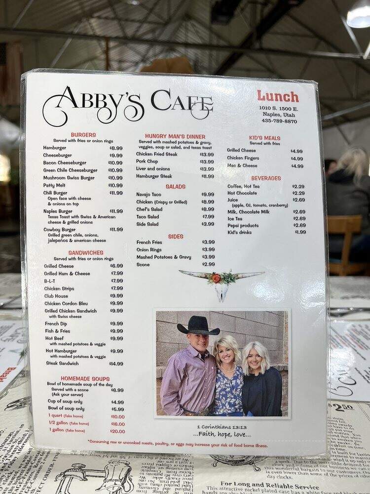 Abby's Cafe - Naples, UT menu_pic