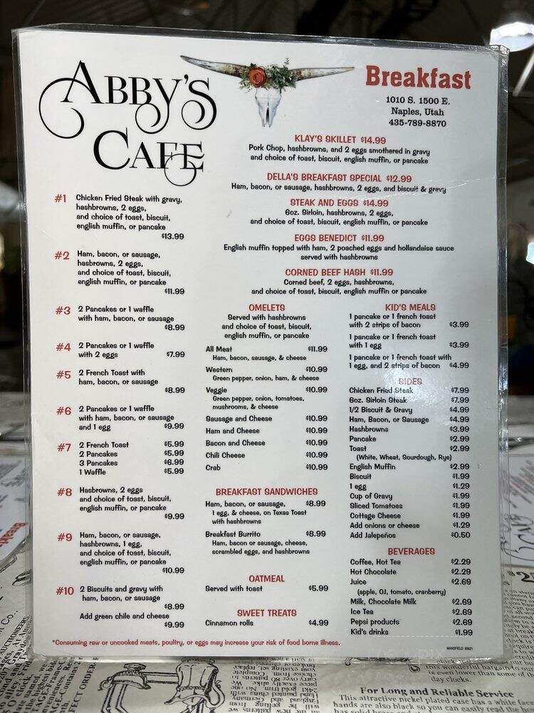 Abby's Cafe - Naples, UT menu_pic